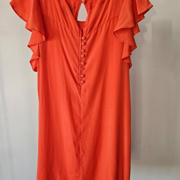 Madison by Shoedazzle Burnt Orange Flare Sleeve Faux Babydoll Blouse (w/Belt) - Picture 4 of 8